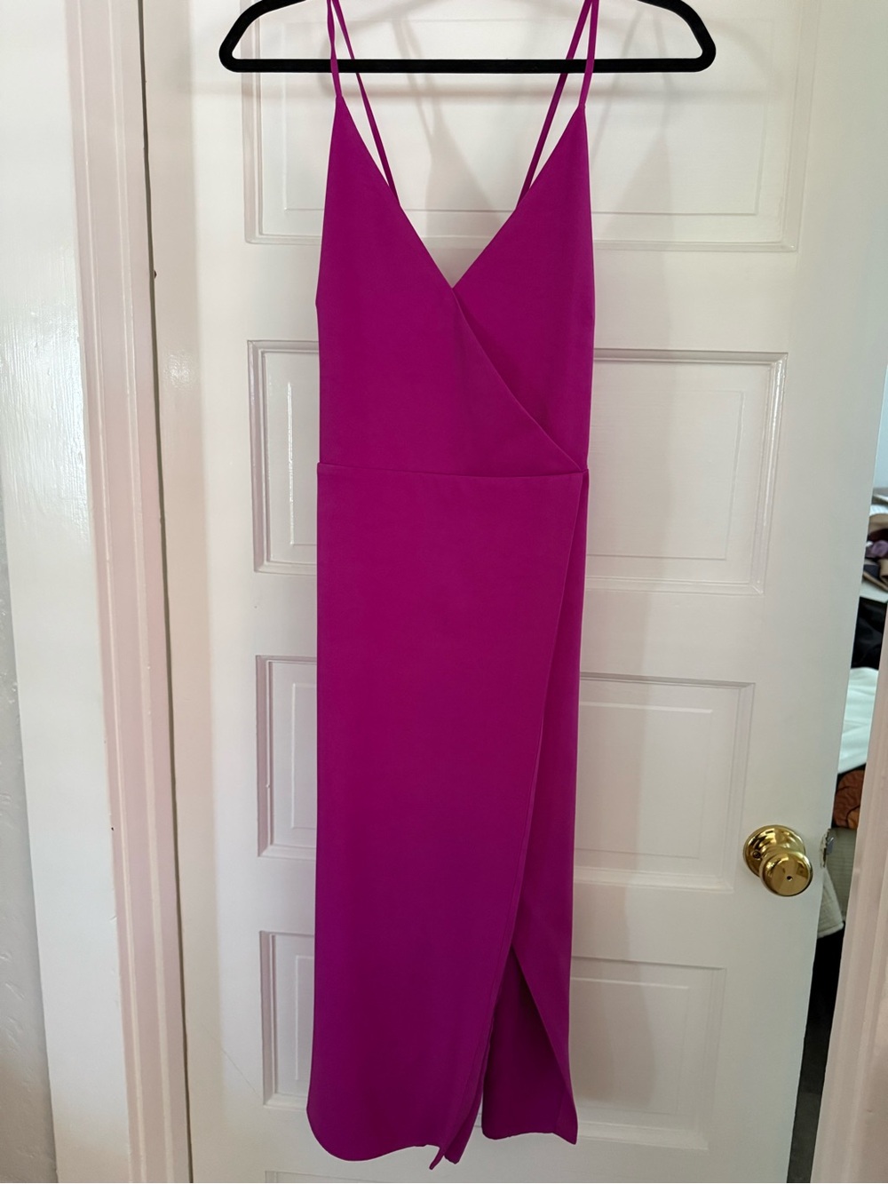Lovers + Friends Magenta Slip Midi Dress with Spaghetti Straps